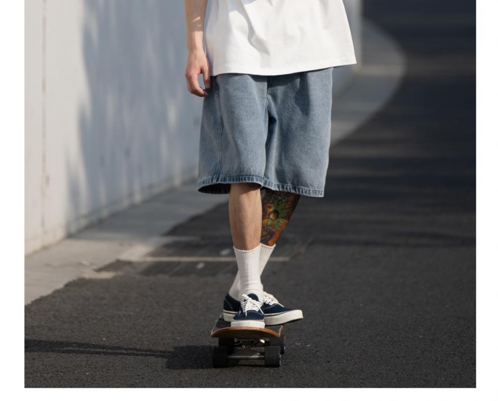 Japanese-style Retro Washed Baggy Denim Shorts